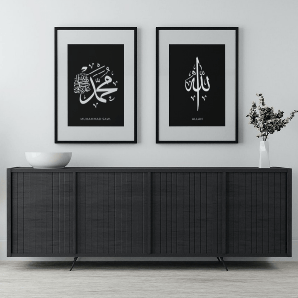 Duplex 'Allah & Muhammad' Title Black Poster-Set