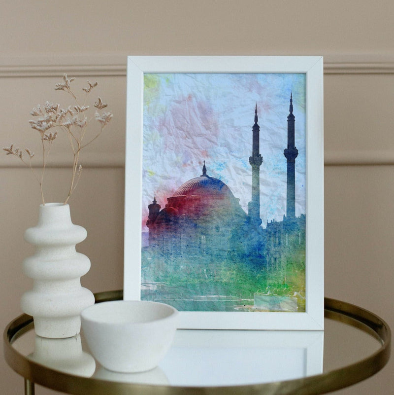 Mosque Aqarell Istanbul Turkey Islam Islamic Premium Poster Sepia Salam Artworks