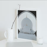 Moschee Mosque Sheikh Zayed Abu Dhabi UAE Premium Poster Arc Salam Artworks White Frame
