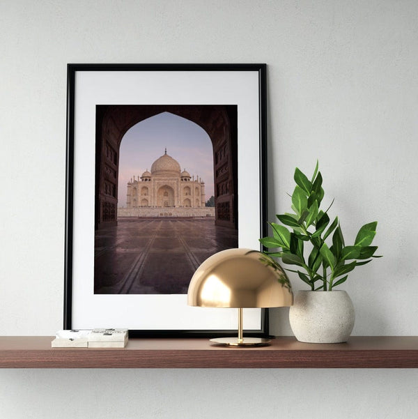 Cartel del arco del monumento 'Taj Mahal'