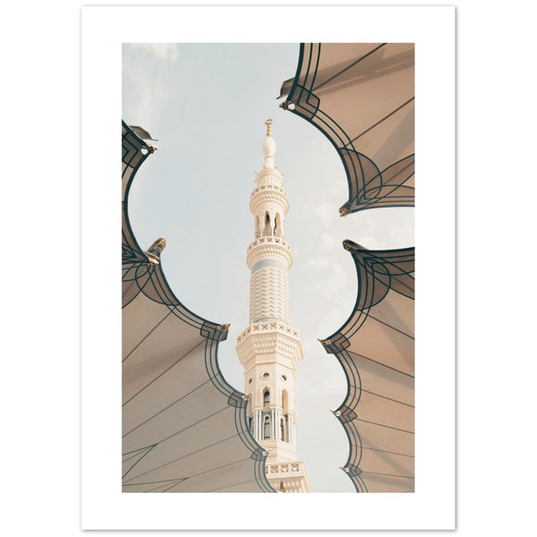 Madina Masjid An Nabawi Minaret Saudi Arabia Prophet Mosque Islam Islamic Premium Poster Sepia Salam Artworks