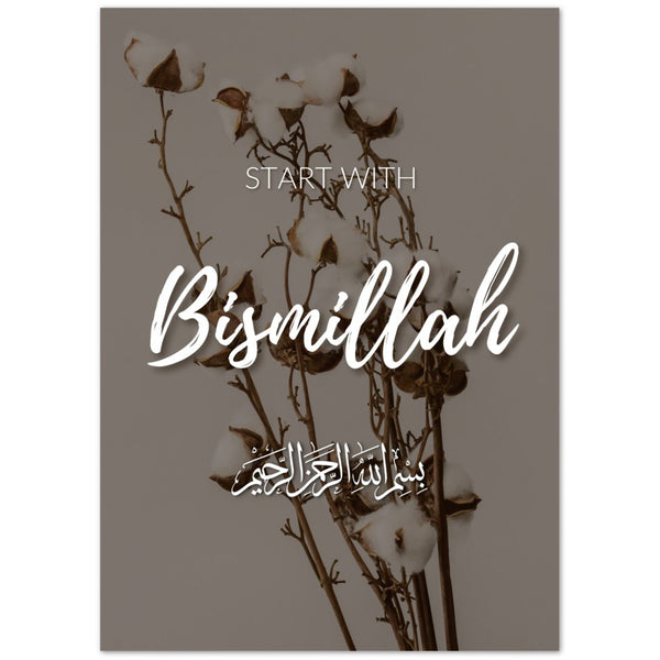 Poster in cotone "Inizia con Bismillah".